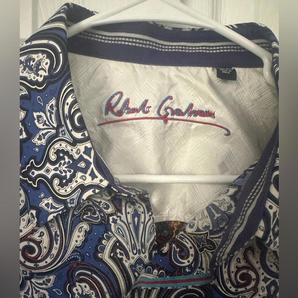 Robert Graham Geometric Button-Down Shirt with Embroidery - Size 2XL - Picture 4 of 8